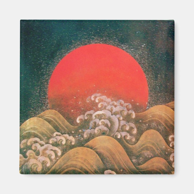 Imã AMATERASU, SUN GODDESE, ouro vermelho-preto (Frente)
