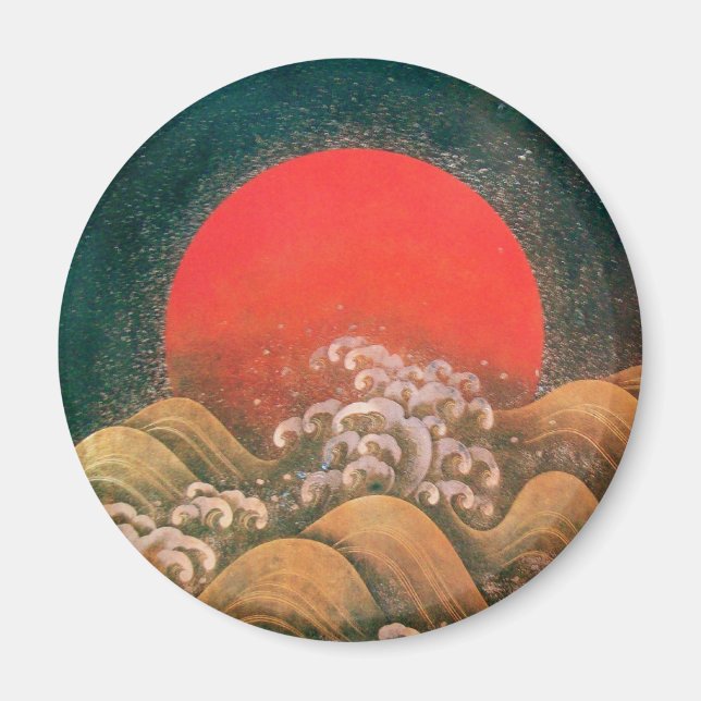 Imã AMATERASU, SUN GODDESE, ouro vermelho-preto (Frente)