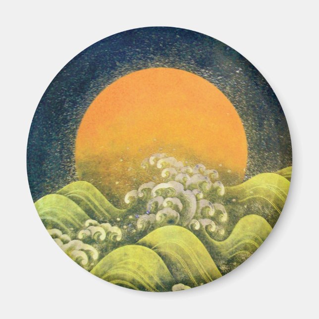 Imã AMATERASU, SUN GODDESE, preto verde-amarelo (Frente)