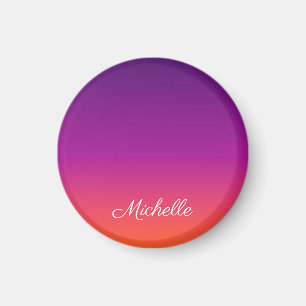 Imã Ambre de gradiente roxo, rosa e laranja
