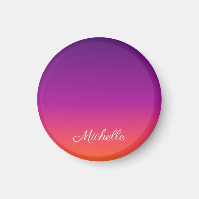 Imã Ambre de gradiente roxo, rosa e laranja (Frente)