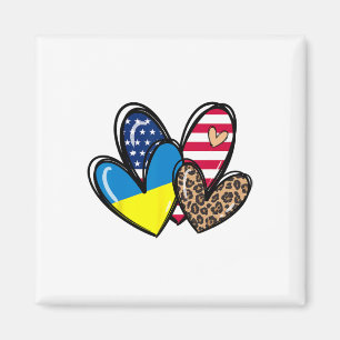 Imã Ame a Ucrânia EUA Bandeira Americana Coração Leopa
