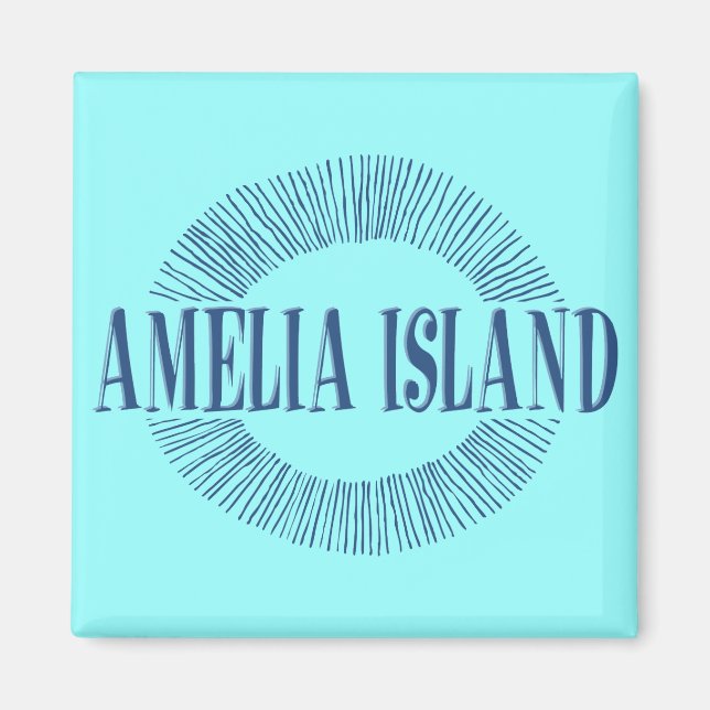 Imã Amelia Island em azul com design de sol (Frente)