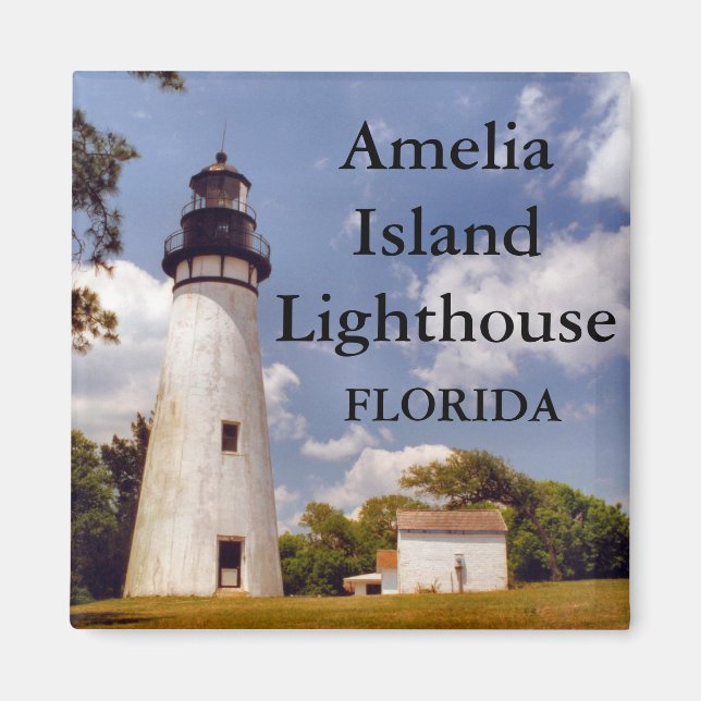 Imã Amelia Island Lighthouse, Flórida Magnet (Frente)