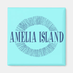 Imã Amelia Island no azul com design do sol