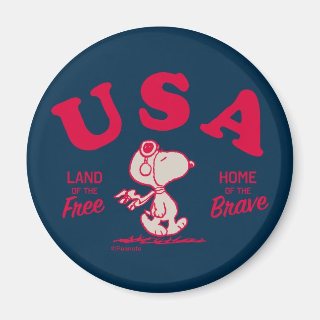 Imã Amendoins | Snoopy USA Land of the Free (Frente)