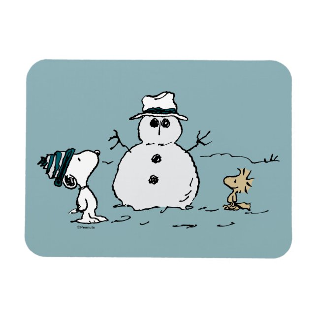 Ímã Amendoins | Snoopy & Woodstock Construir Um Neve (Horizontal)