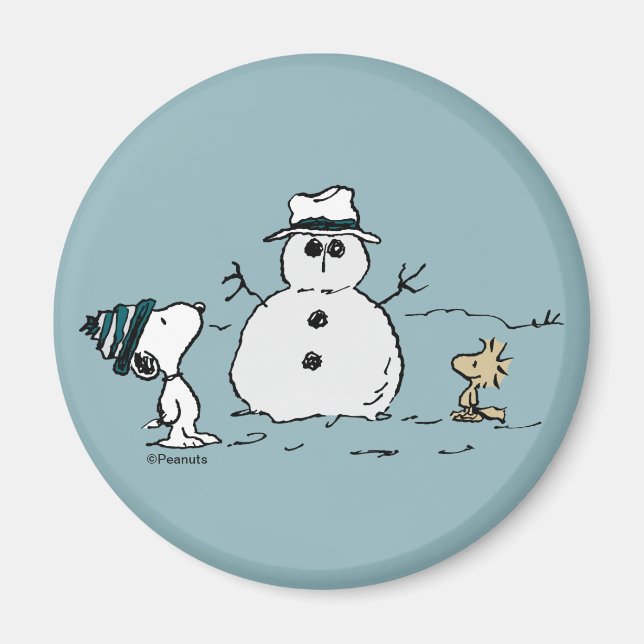 Imã Amendoins | Snoopy & Woodstock Construir Um Neve (Frente)
