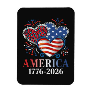 Ímã américa coração 1776-2026 patriota