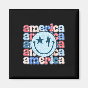 Imã América Groovy Smile Shirt Para Mulheres 4 De Julh