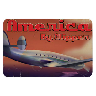 Ímã América pela Clipper pôster de viagem vintage
