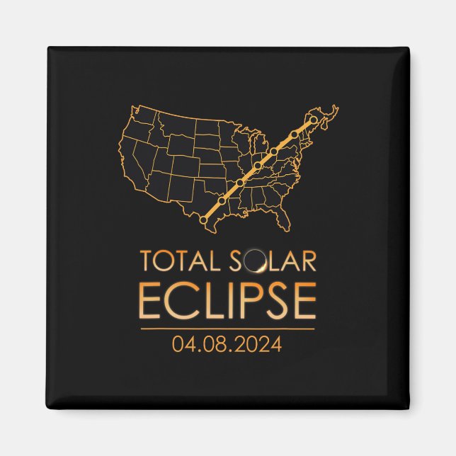 Imã América Total Eclipse Solar 8 de abril de 2024 Map (Frente)
