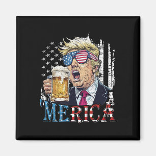 Imã América Trump 4 De Julho Engraçado Bebendo Cerveja