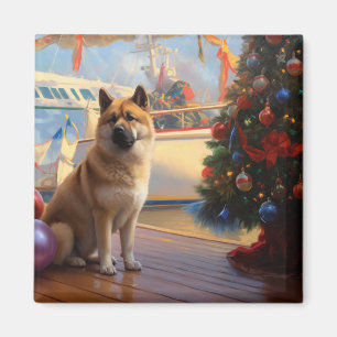 Imã American Akita Christmas Cruise: Feriado Pawsome