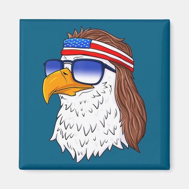 Imã American Bald Eagle Mullet 4th Of July Funny Usa  (Frente)