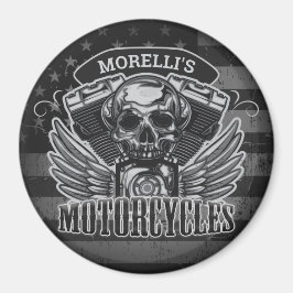 Imã American Biker ADD NAME Skull V-Twin Motocicletas