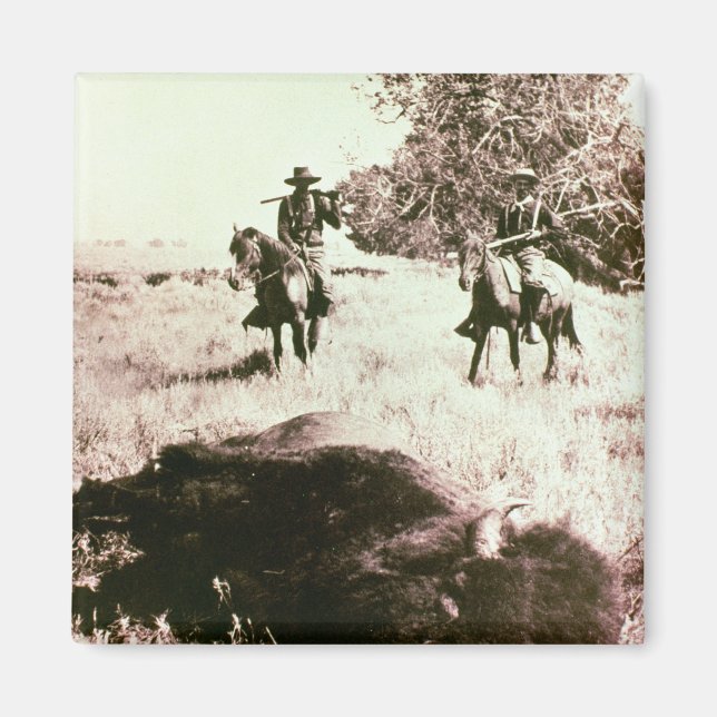 Imã American Bison Hunters (foto b/w) (Frente)