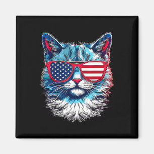Imã American Cat Sungles Usa Flag 4º Do Julho Memorial