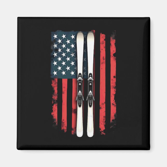 Imã American Flag Alpino Skiier 1 (Frente)