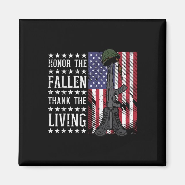 Imã American Flag Honra The Fallen Obrigado Living Mem (Frente)