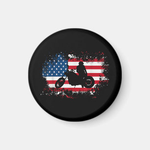 Imã American Flag Motorcycle Funny Sport over