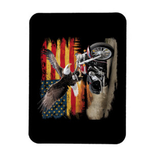 Ímã American Flag Motorcycle Tshirt USA Flag Biker Ret