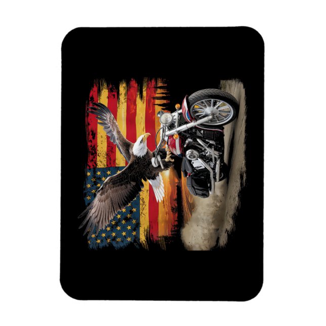 Ímã American Flag Motorcycle Tshirt USA Flag Biker Ret (Vertical)