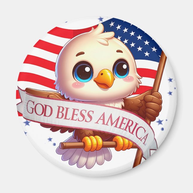 Imã American Flag Red White Blue Patriotic Eagle🦅🇺🇸 (Frente)