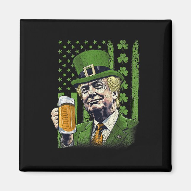 Imã American Flag Shamrocks Irish Trump St Patricks Da (Frente)