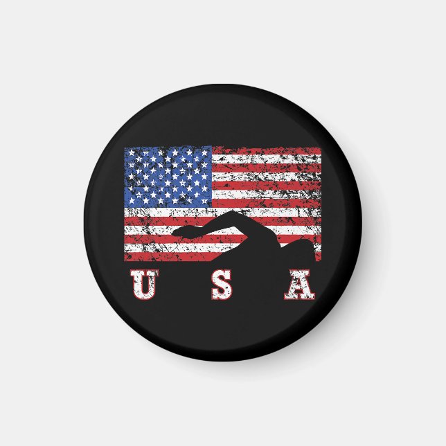 Imã American Flag USA Gift Natação Team Premium (Frente)