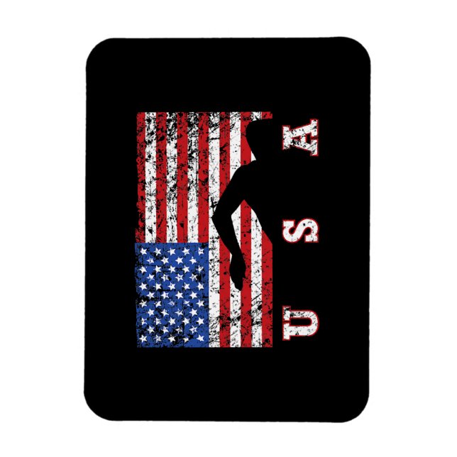 Ímã American Flag USA Gift Natação Team Premium (Vertical)