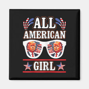 Imã American Girl Retro Love Heart Trump Usa American
