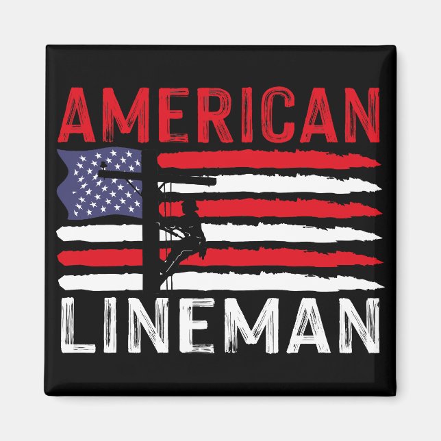Imã American Lineman Electric Cable Patriotic USA Flag (Frente)