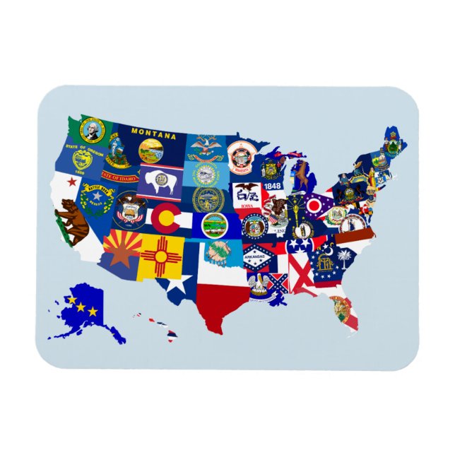Ímã American Map State Flags Mosaic Magnet (Horizontal)