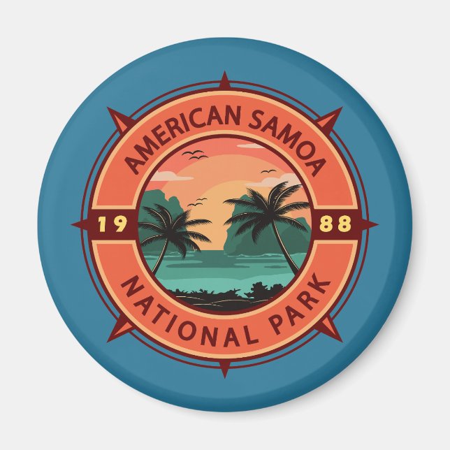 Imã American Samoa National Park Retro Compass Emblem (Frente)