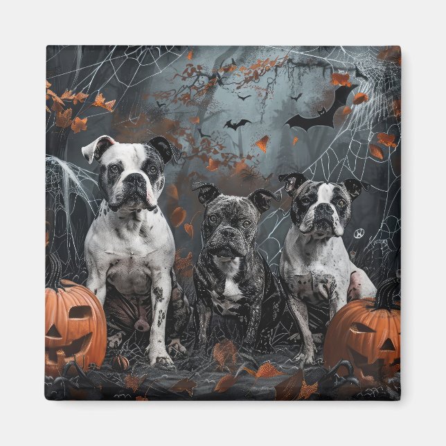Imã American Staffordshire Halloween Night Dogggy (Frente)