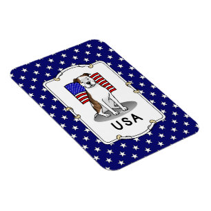 Ímã American USA Flag Pit Bull (lt brindle white 3)