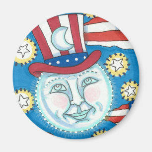 IMÃ AMERICANA PATRIÓTICO DE ARTE FOLK NA LUA