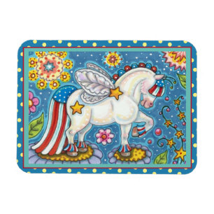 Ímã AMERICANA WHIMSYNICKER PATRIOTIC PONY Fantasy
