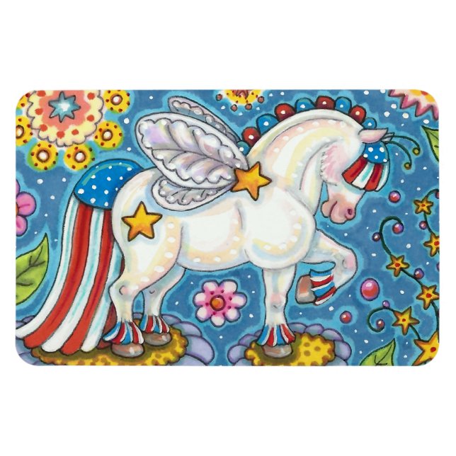 Ímã AMERICANA WHIMSYNICKER PATRIOTIC PONY Fantasy (Horizontal)