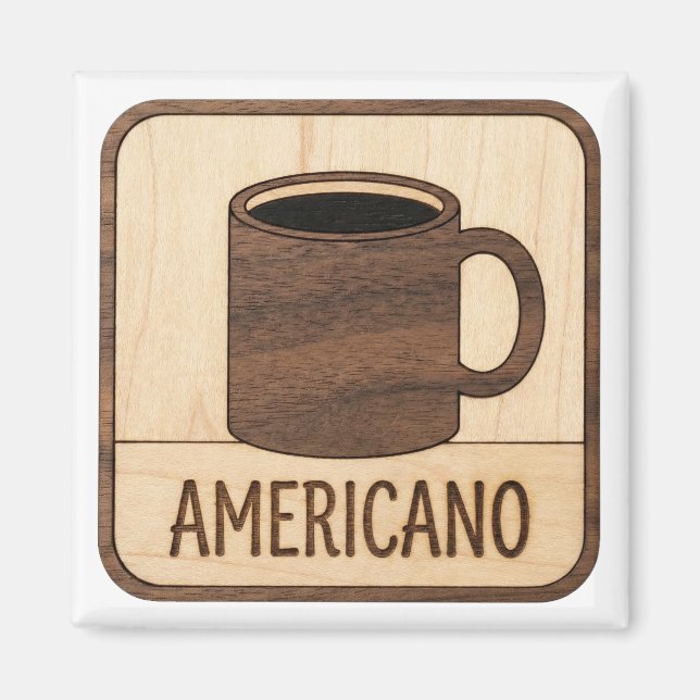 Imã Americano Coffee Wooden Sign (Frente)