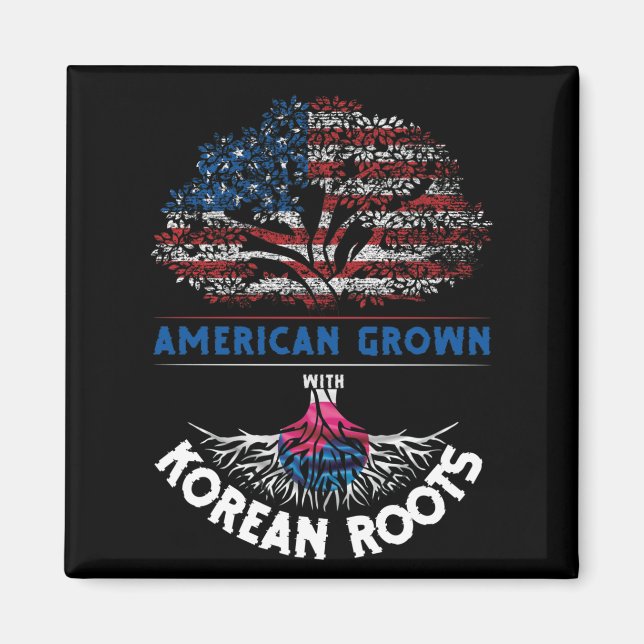 Imã Americano Cresceu Raízes Coreanas EUA Bandeira Ven (Frente)