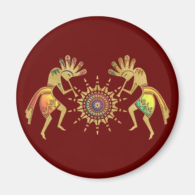 Imã Americanos nativos - Sun Dancing Kokopelli 3 (Frente)