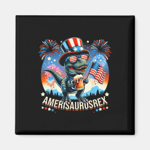 Imã Amerisaurusrex American Flag Cute Dinosaur T-rex K