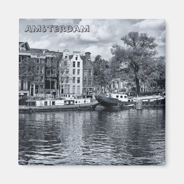 Imã Amesterdã - Barcos domésticos, Holanda (Imã de gel (Frente)