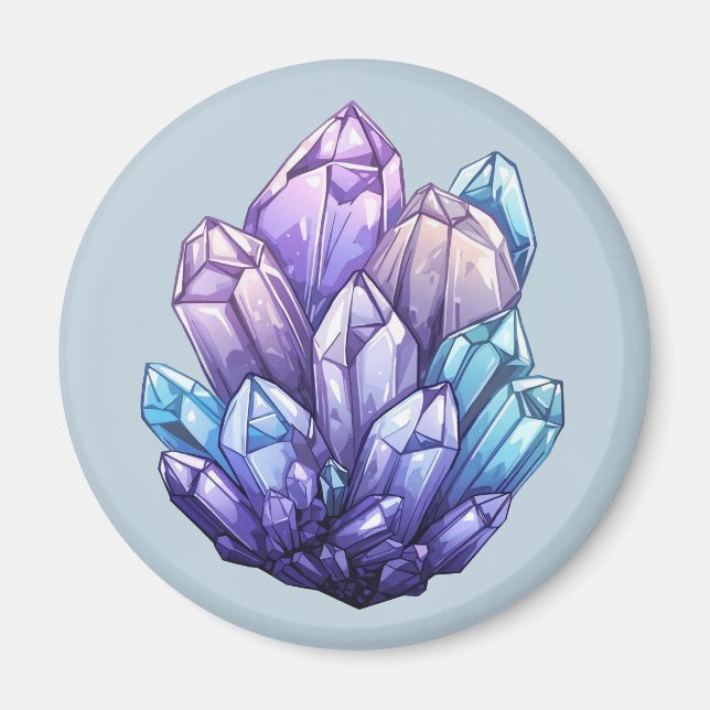 Imã Amethyst and Aqua Crystal Cluster Art Magnet (Frente)