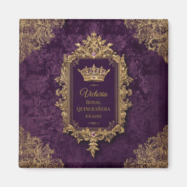 Imã Amethyst Royal Quinceañera, personalizado (Frente)