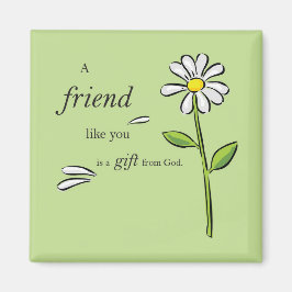 Imã Amigo presente de Deus, margarida em verde, religi