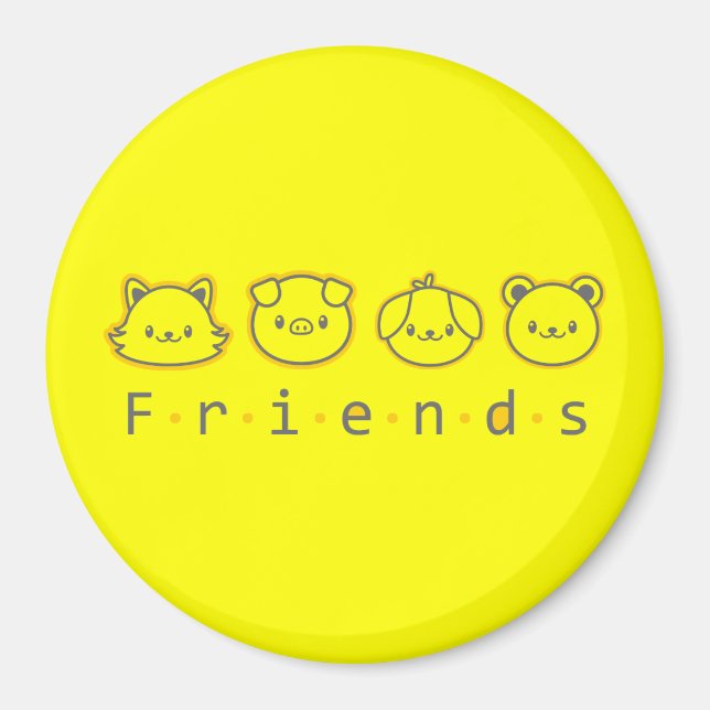 Imã Amigos animais fofos enfrentam  (Frente)