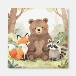 Imã Amigos da Floresta Fofos Urso Raposa Guaxinim Aqua